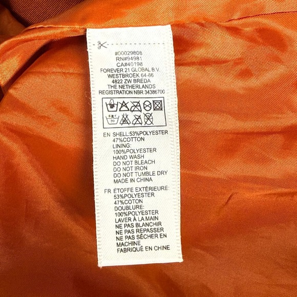 Forever 21 Hooded Double Breasted Pea Coat Jacket Women Size 2 Burnt Orange Twee - Picture 8 of 13